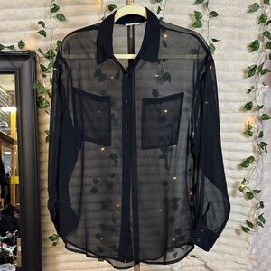 Buffalo David Bitton Sheer Black Blouse